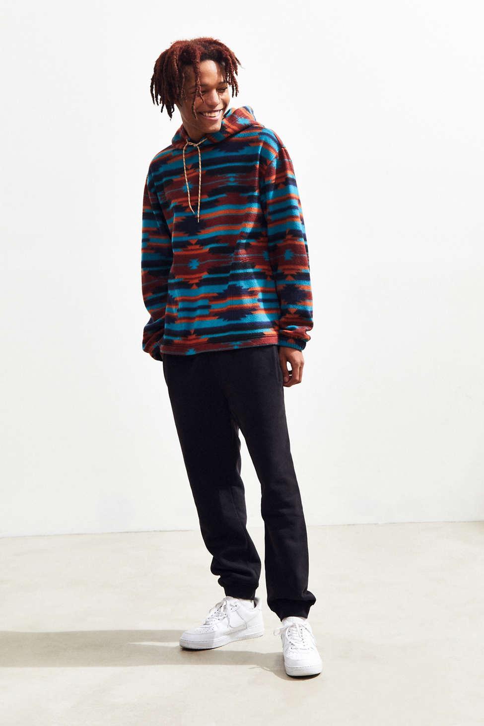 uo patterned polar fleece hoodie sweatshirt