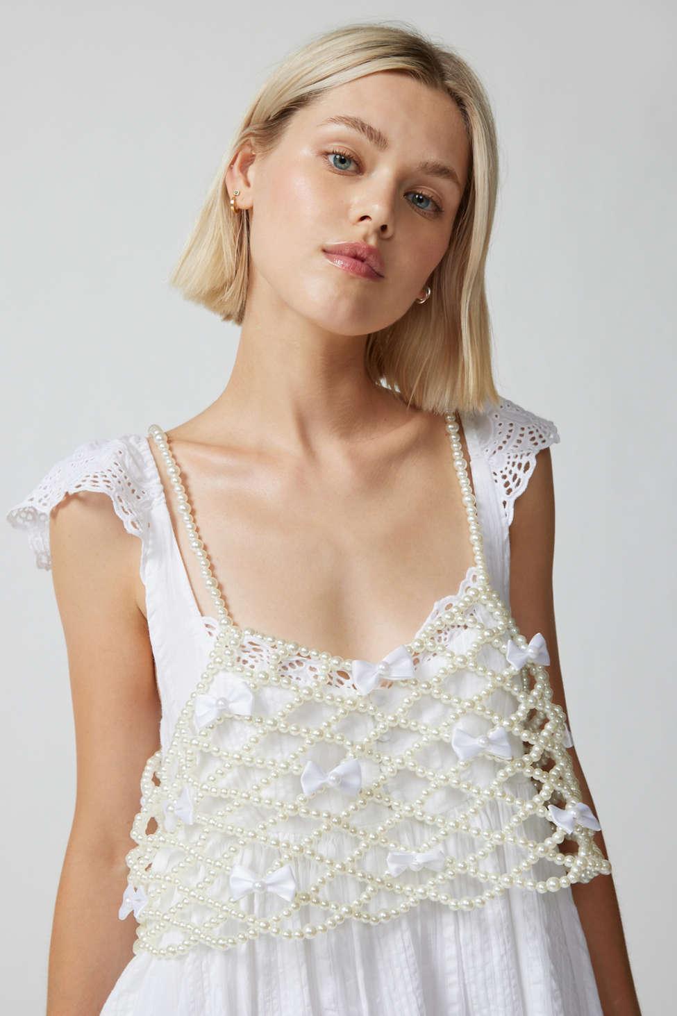 Pearl Beaded Crop top, Women's Fashion, Tops, Others Tops on Carousell