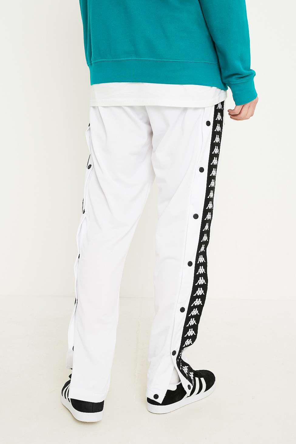 Kappa Synthetic Slim White Popper Track Pants for Men Lyst