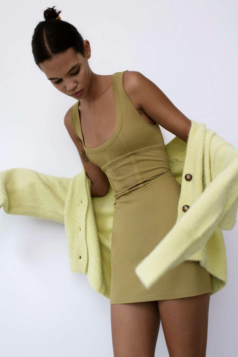 Urban Outfitters Uo Ramona Corset Knit Mini Dress in Green | Lyst Canada