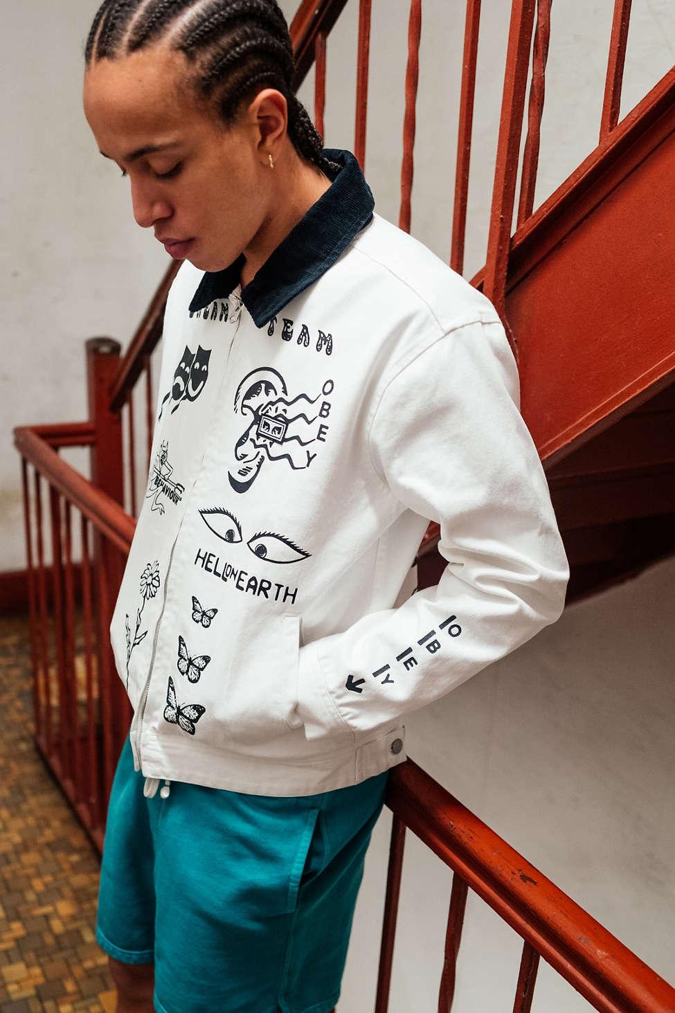 Obey Dream Team Denim Jacket in White 