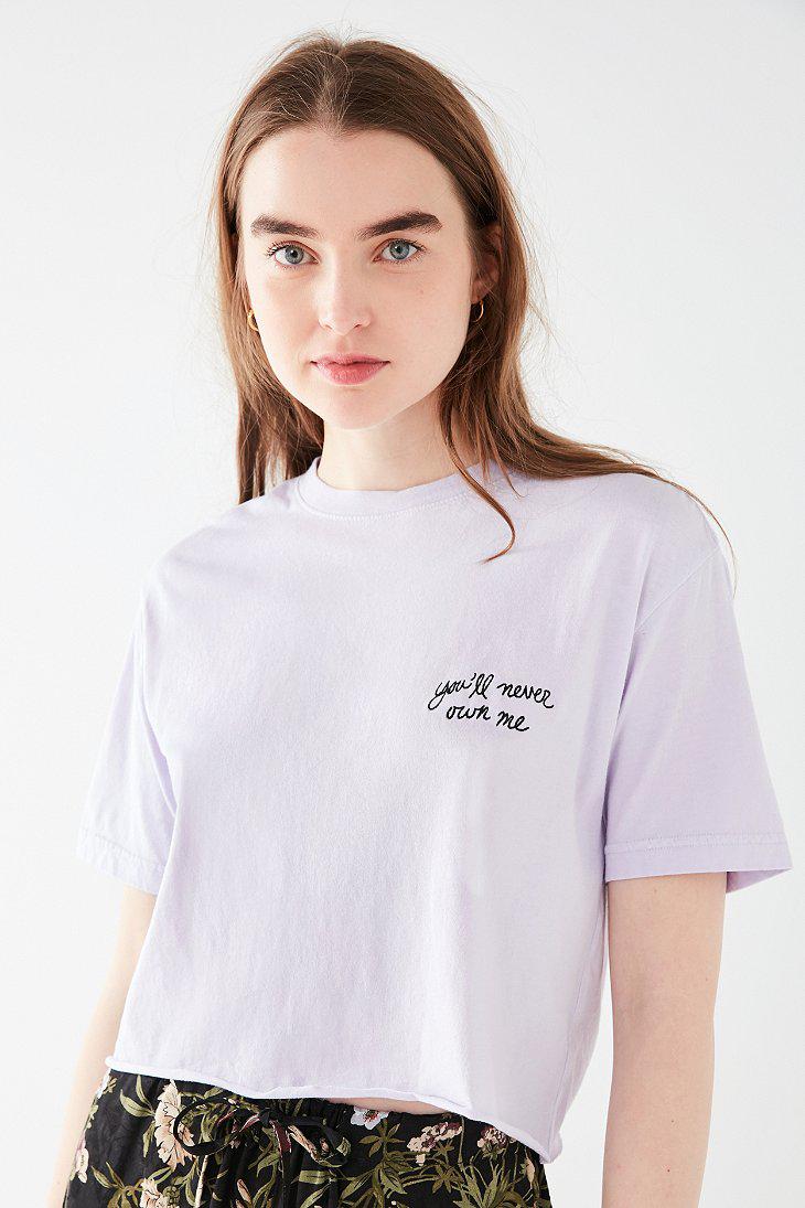 Lyst - Urban Outfitters Uo Embroidered Never Own Me Cropped Tee in Purple