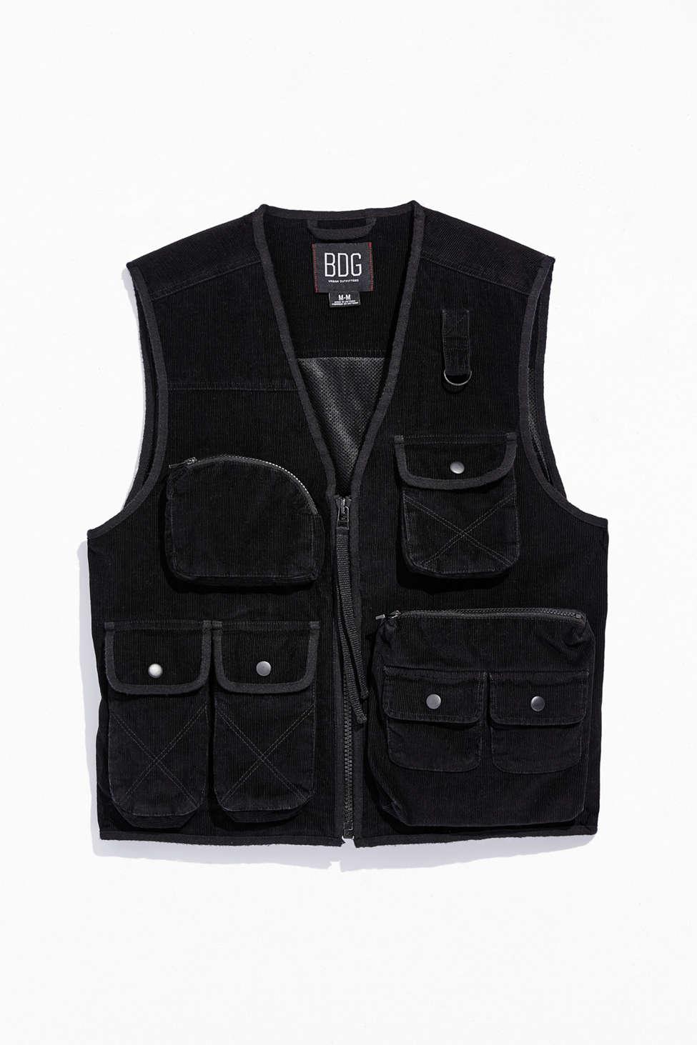 BDG Corduroy Utility Vest in Black for 
