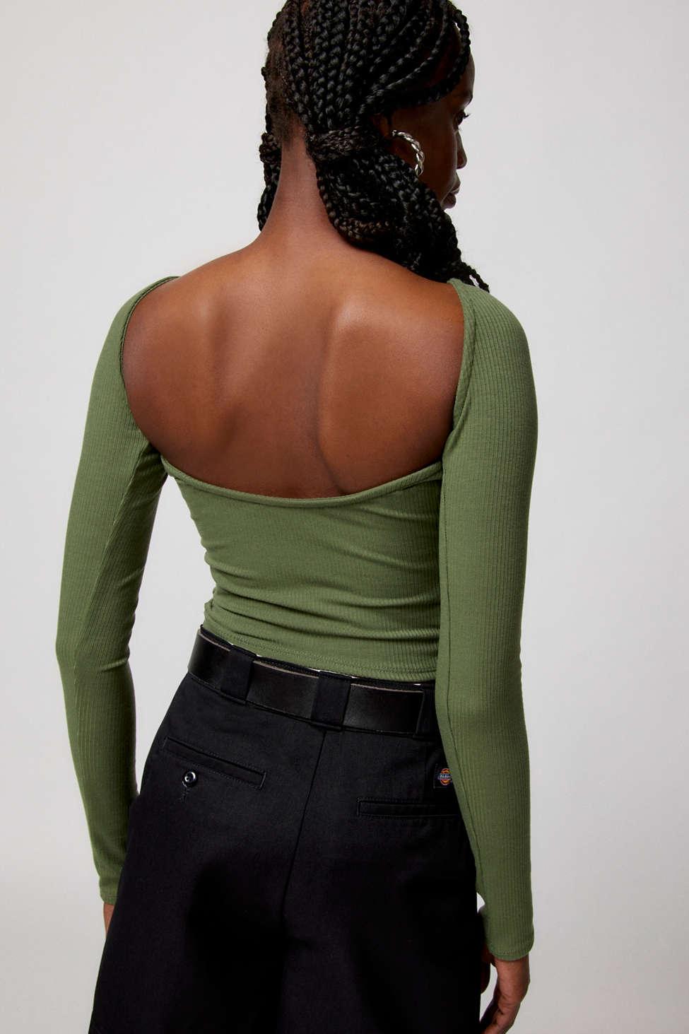 Urban Outfitters Uo Nadia Low-back Long Sleeve Top in Green | Lyst