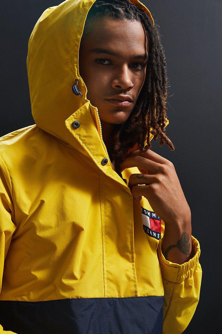 Tommy Hilfiger Colorblocked Pullover Windbreaker Jacket in Yellow