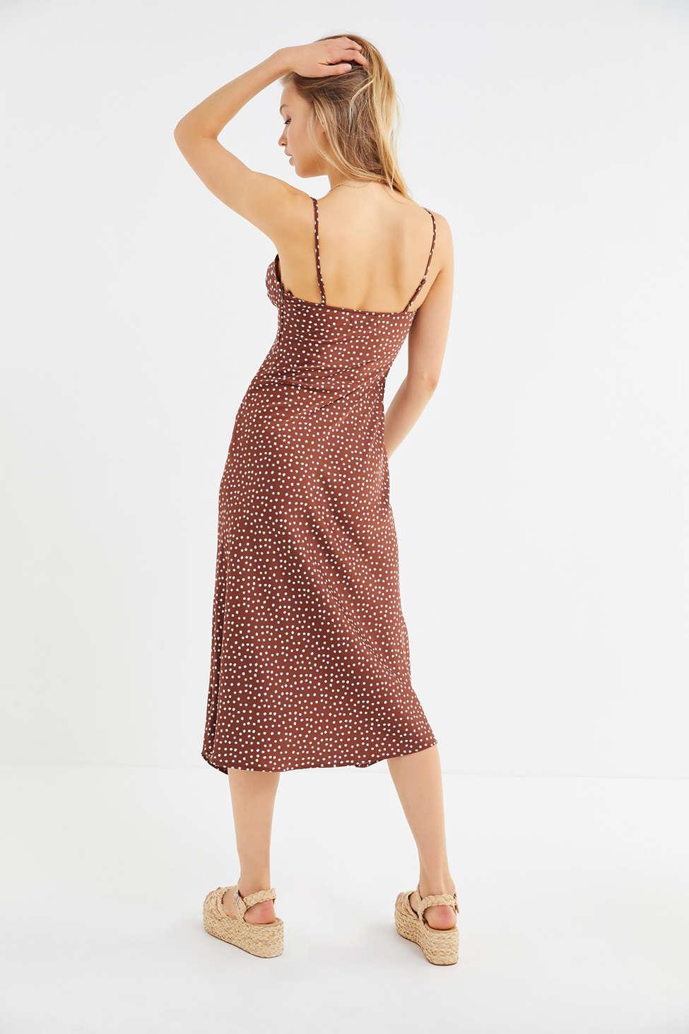 uo kelly surplice midi slip dress