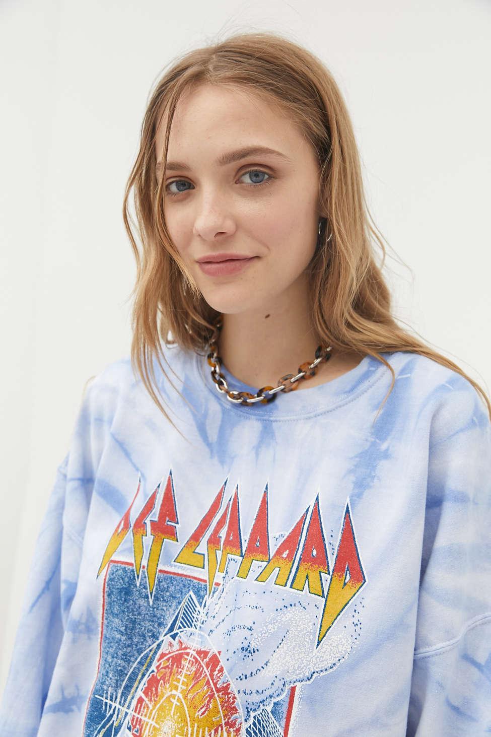 Urban Outfitters Def Leppard Pyromania Tie-dye Crew Neck Sweatshirt in Blue  | Lyst