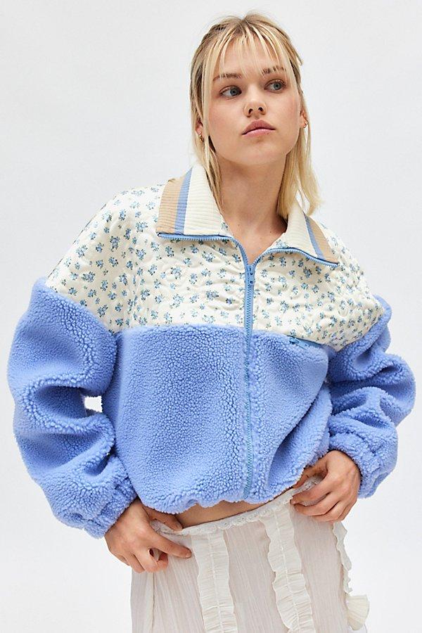 For Love & Lemons Sadie Floral Quilted And Fleece Zip-Up Jacket in