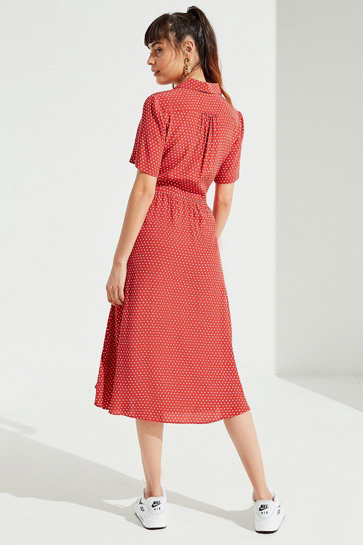uo pindot midi shirt dress