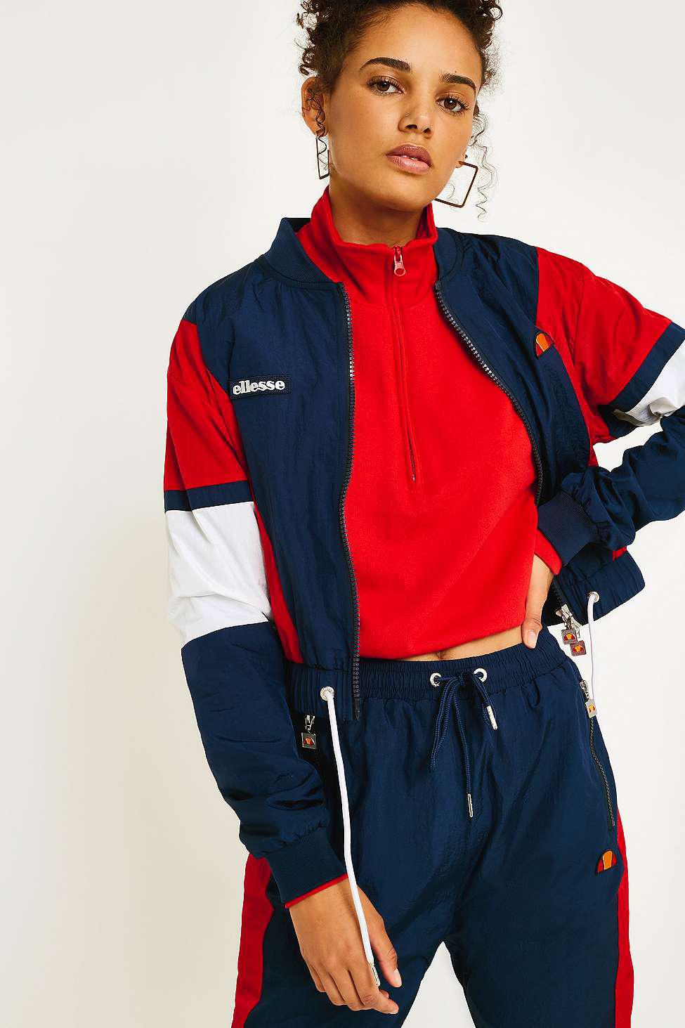 ellesse navy panel shell track pants