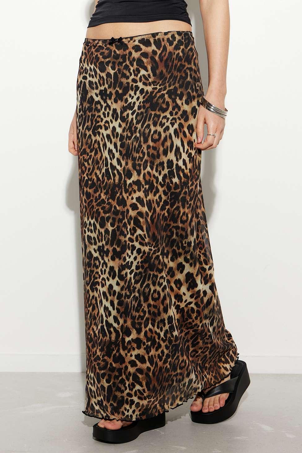 Urban Outfitters Uo Leopard Print Mesh Maxi Skirt in Brown Lyst UK
