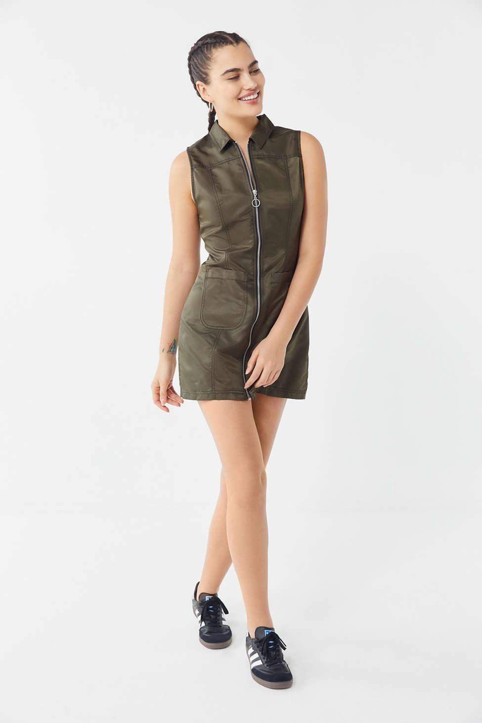 Urban Outfitters Synthetic Uo Bailey O Ring Zip Front Mini Dress In Green Lyst Urban Outfitters Synthetic Uo Bailey O Ring Zip Front Mini Dress In Green Lyst