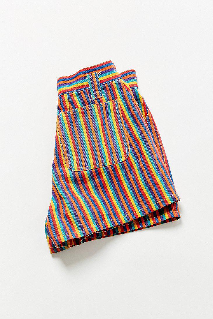 Urban Outfitters Vintage '90s Rainbow Striped Denim Short in Blue | Lyst