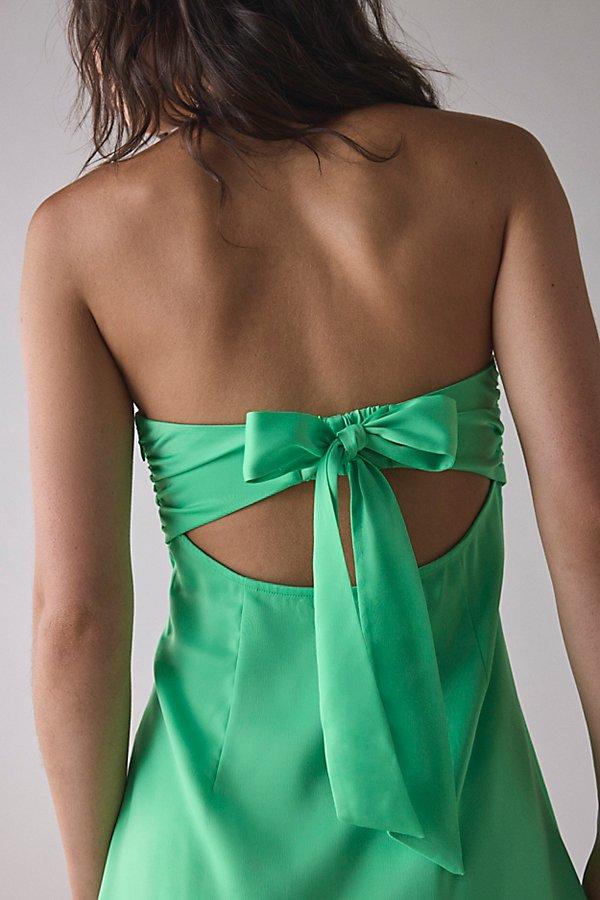 green emerald velvet dress Maureen Light Green Satin High-Neck Draped Maxi Dress – Club L London main image 1