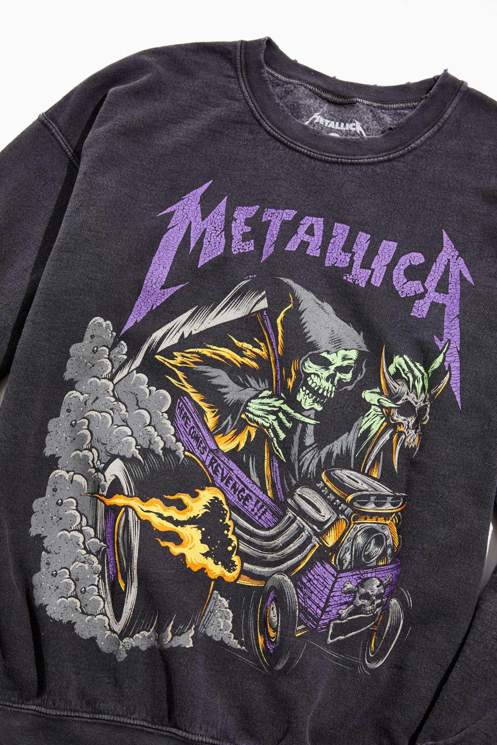 Urban Outfitters Cotton Metallica Distressed Washed Crew Neck 