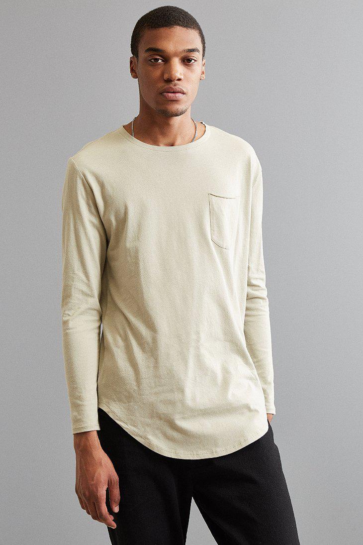 Urban Outfitters Curved Hem Knit Long Sleeve Tee in Natural for Men | Lyst