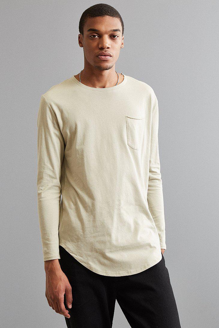Curved hem top long sleeve mens