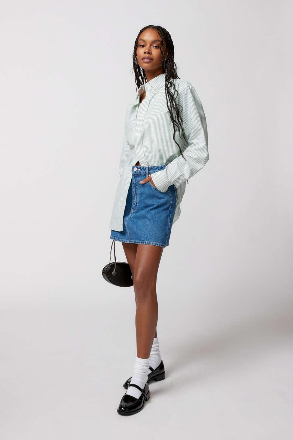 A.Brand A-line Cutoff Denim Mini Skirt in Blue | Lyst