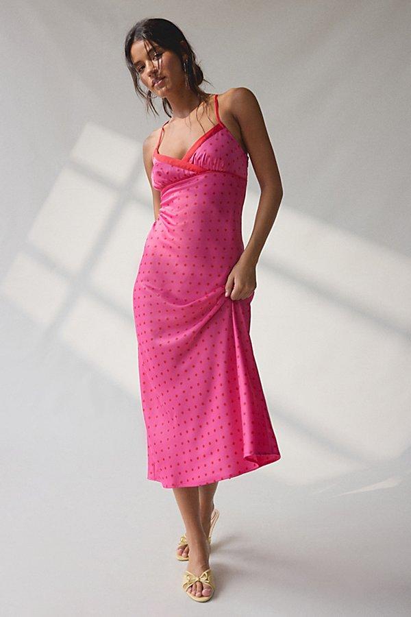 Kimchi Blue Slip It On Tie-Back Satin Midi Dress in Pink | Lyst