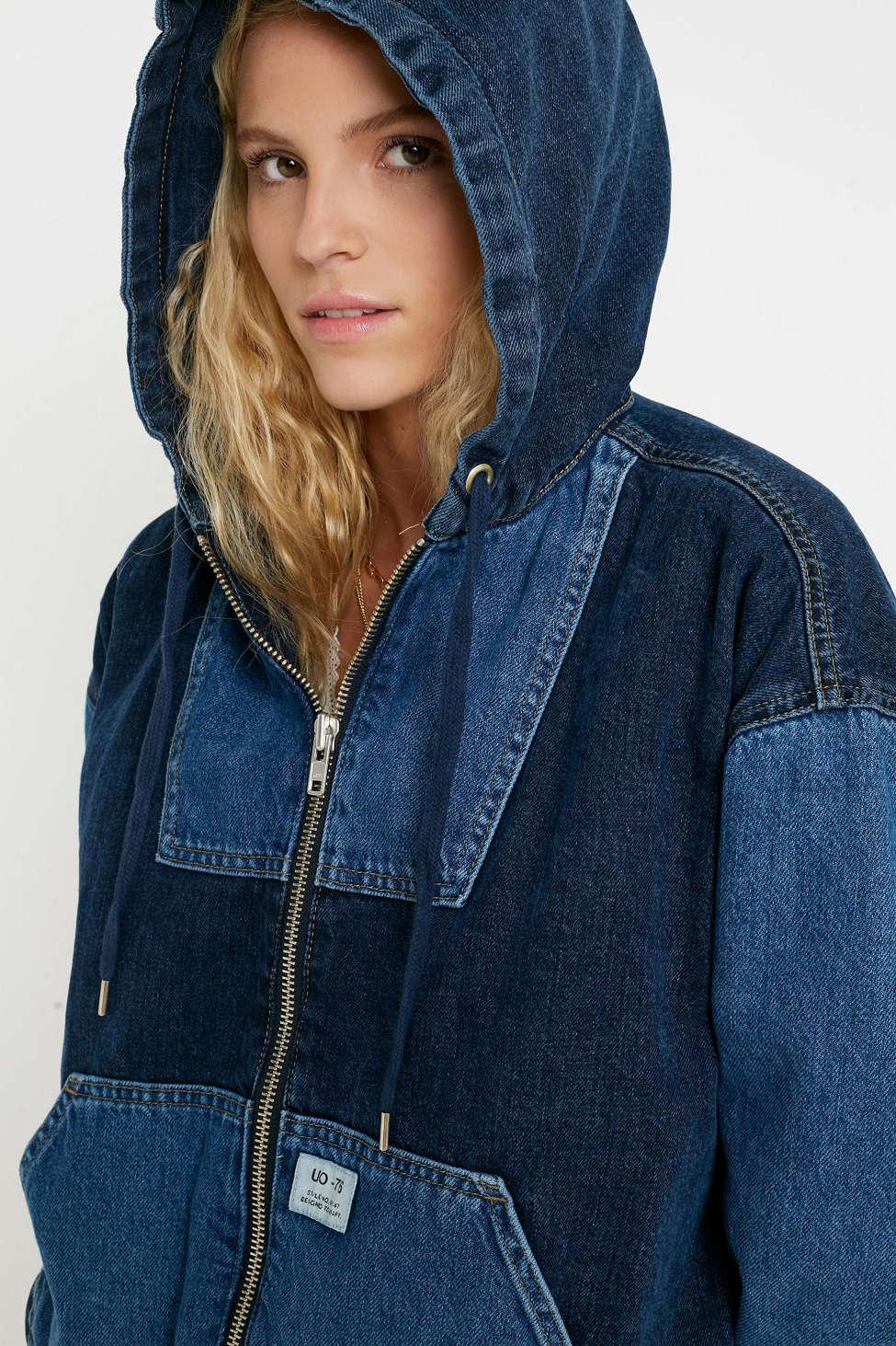 BDG Patchwork Denim Hooded Jacket