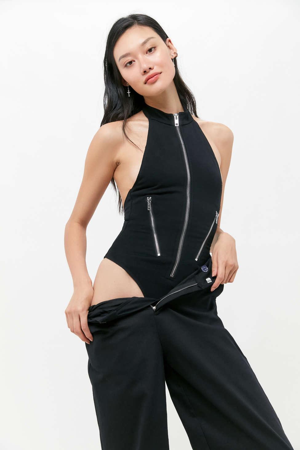 I.AM.GIA I.am. Gia Tiki Zip-front Halter Bodysuit in Black | Lyst