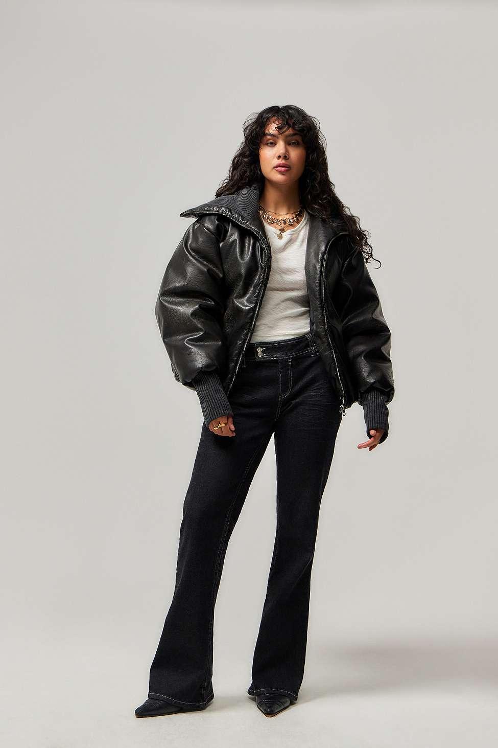 Jaded London Alloy Faux Leather Bomber Jacket in Black | Lyst UK