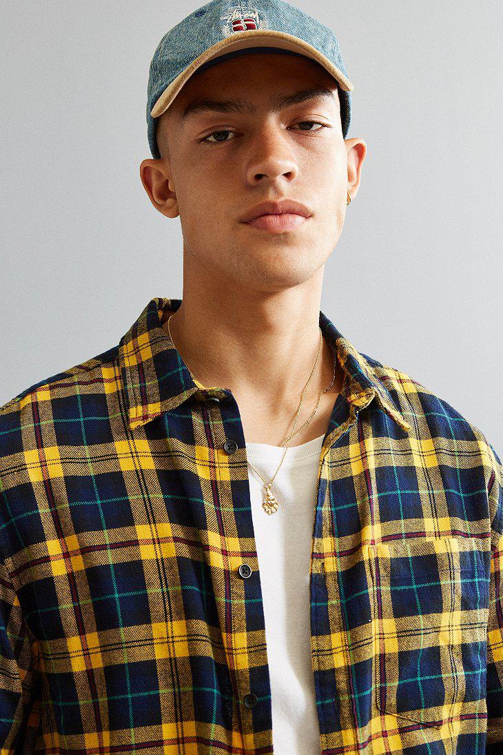 Urban Outfitters Uo Plaid Flannel Button-down Shirt in Yellow Blue 