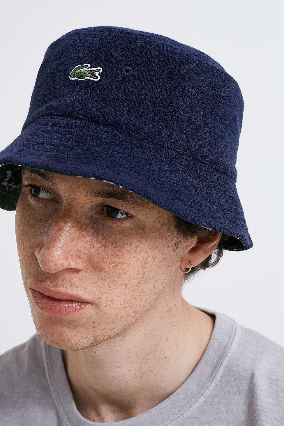 udlejeren ilt bark Lacoste Reversible Bucket Hat in Blue for Men | Lyst UK