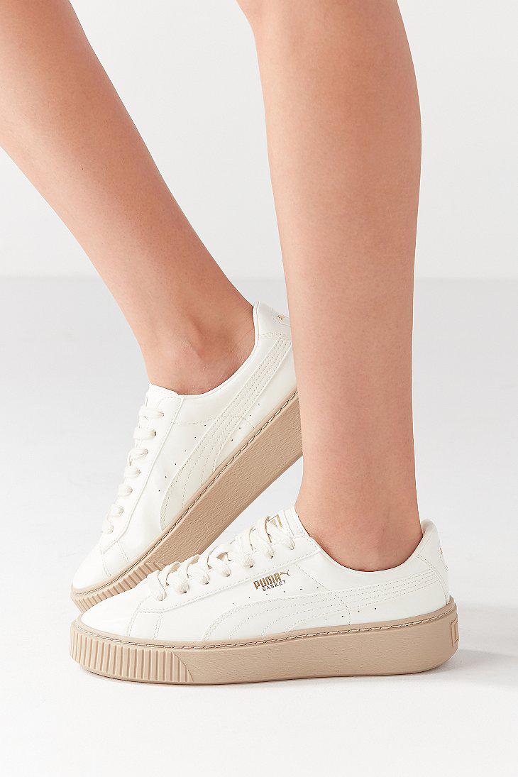 puma basket platform patent beige puma basket platform patent beige