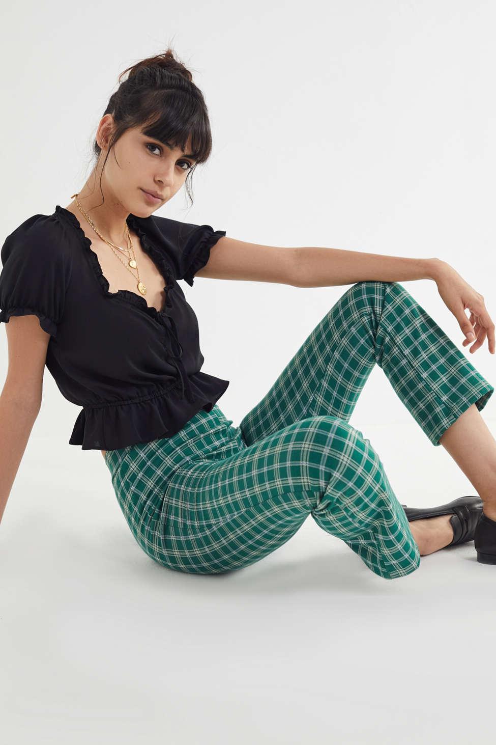 Urban Outfitters Uo Casey Cropped Flare Pant in Green | Lyst