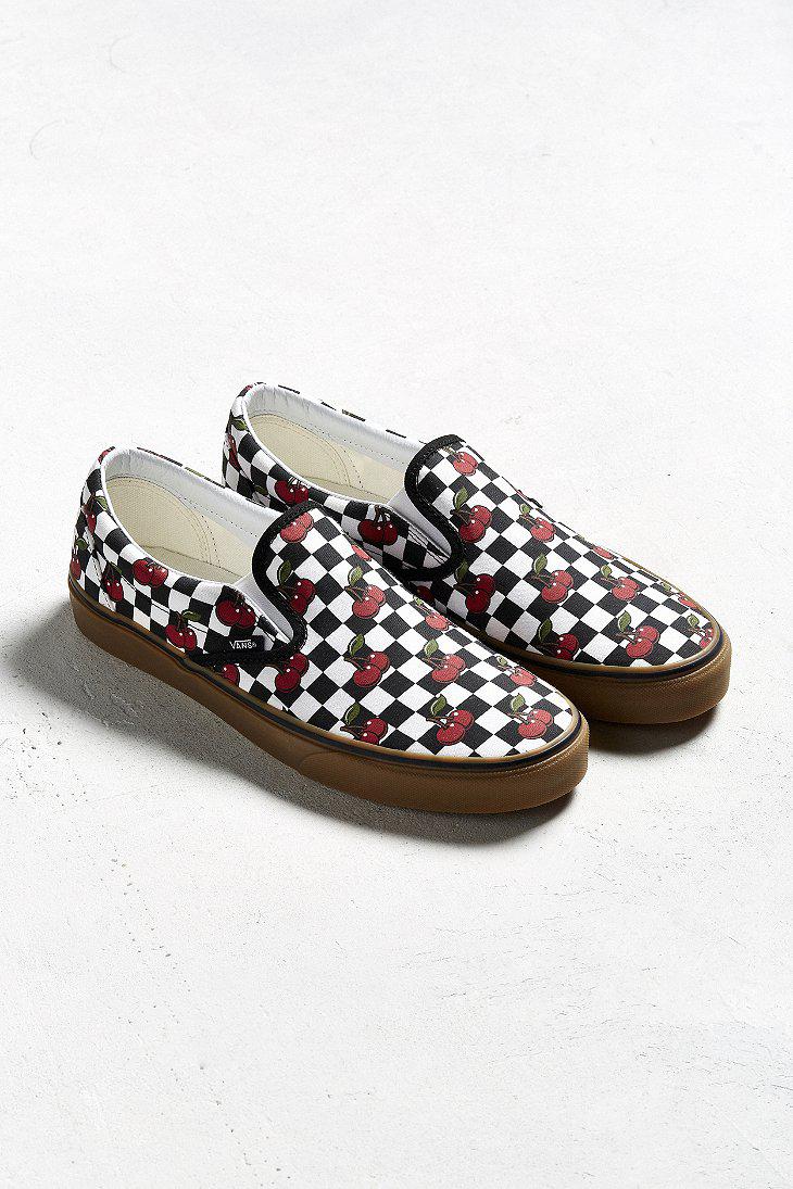 Vans Rubber Vans Classic Slip-on Checkerboard Cherry Sneaker in Black - Lyst