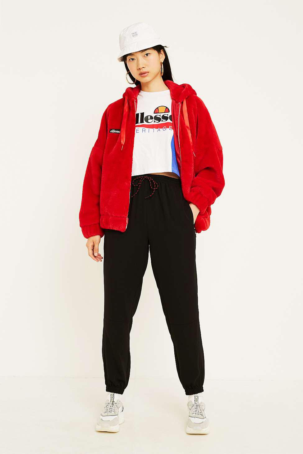 ellesse red fur jacket