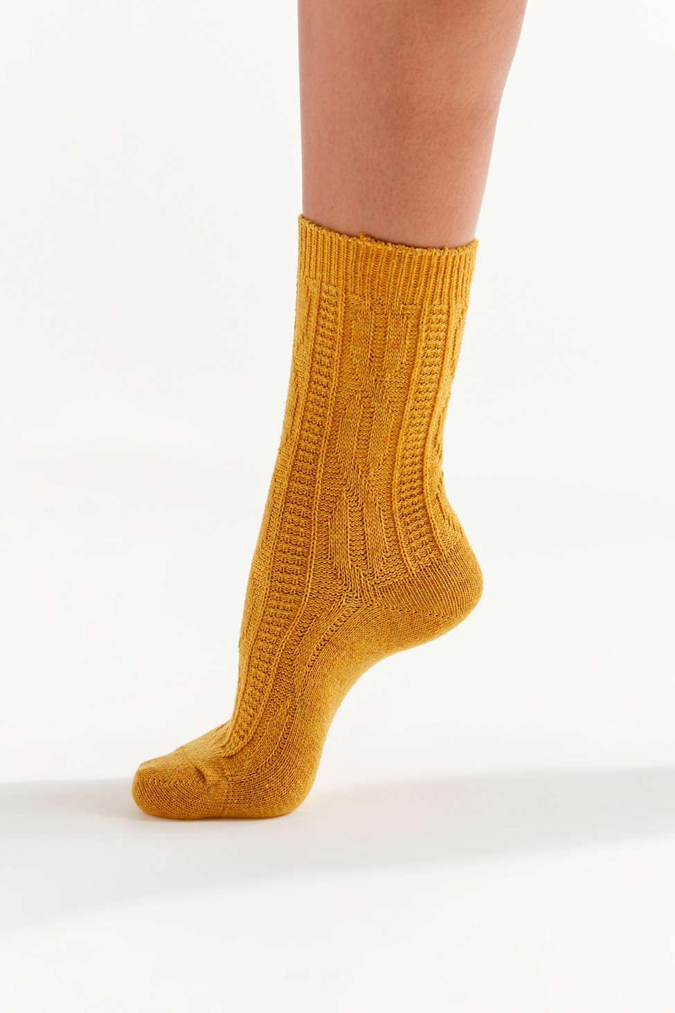 Urban Outfitters Wool Marled Cable Knit Crew Sock Lyst