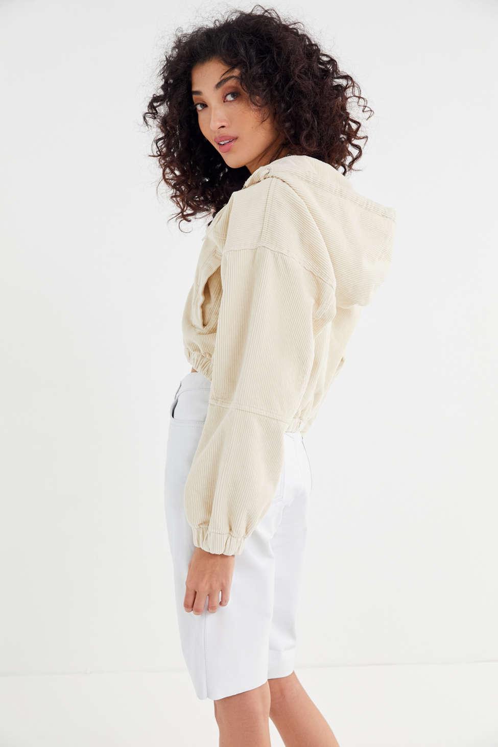 uo corduroy hooded cropped jacket