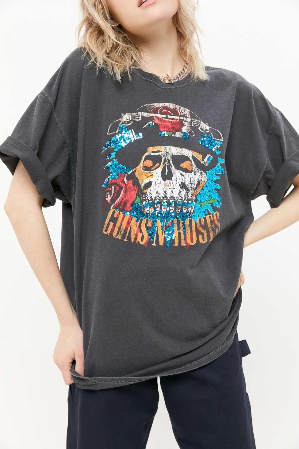 Urban Outfitters Guns N' Roses Sequin Oversized Tee | Lyst