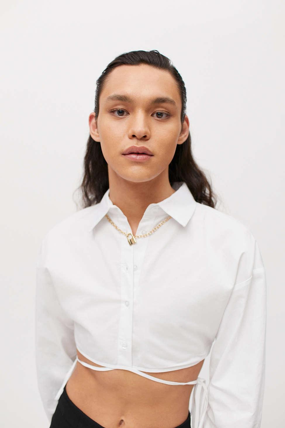 Lioness Hideaway Cropped Button-down Shirt in White | Lyst