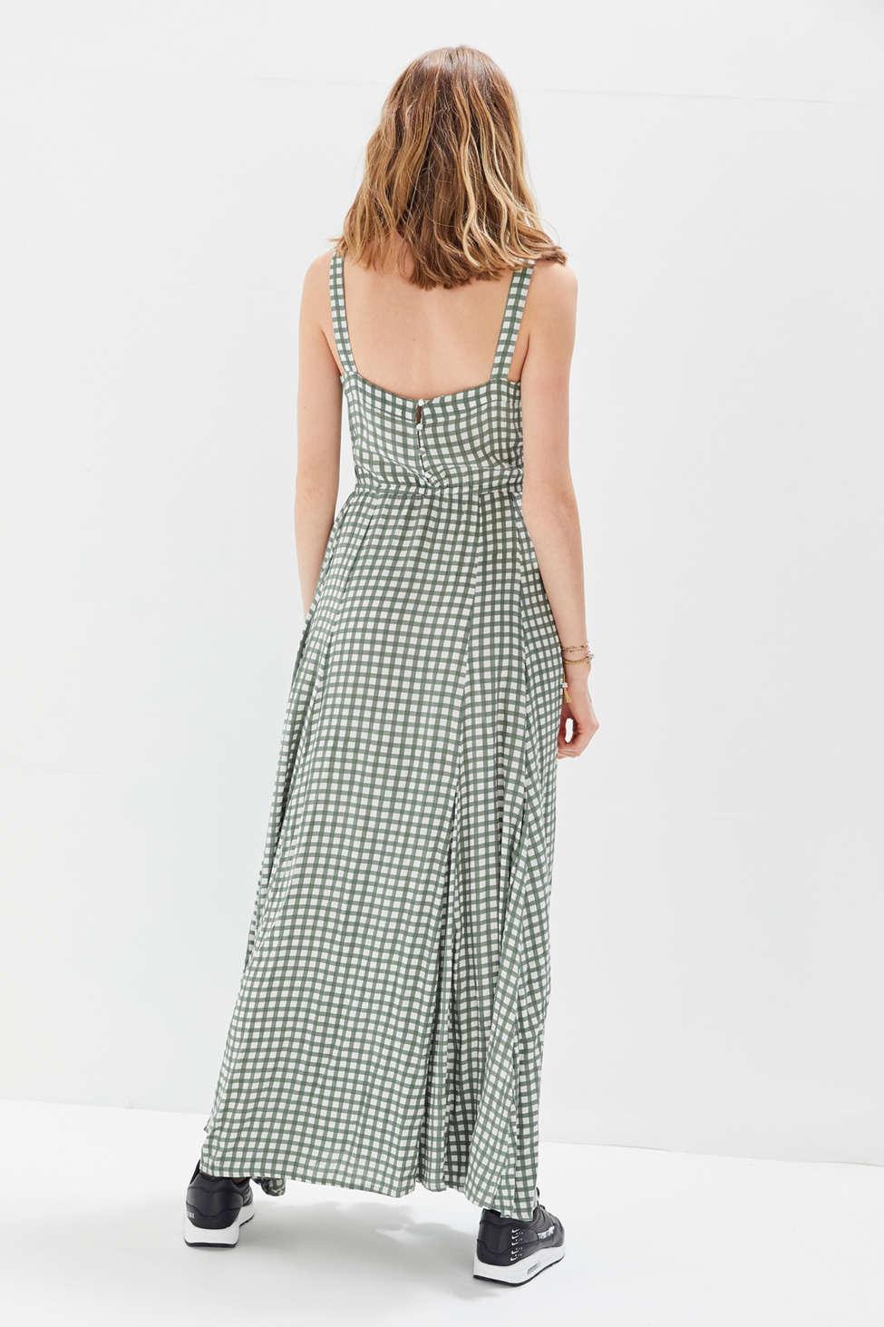 auguste the label gingham panelled maxi dress
