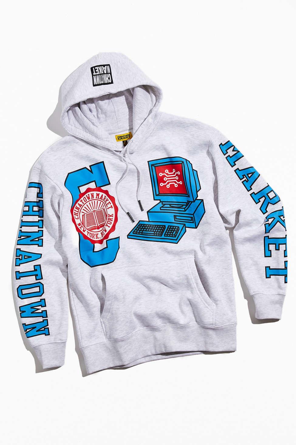 Market Tech Collegiate Hoodie Sweatshirt in Gray for Men | Lyst