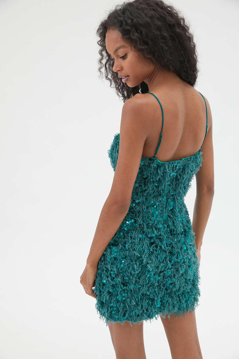 green sparkly mini dress
