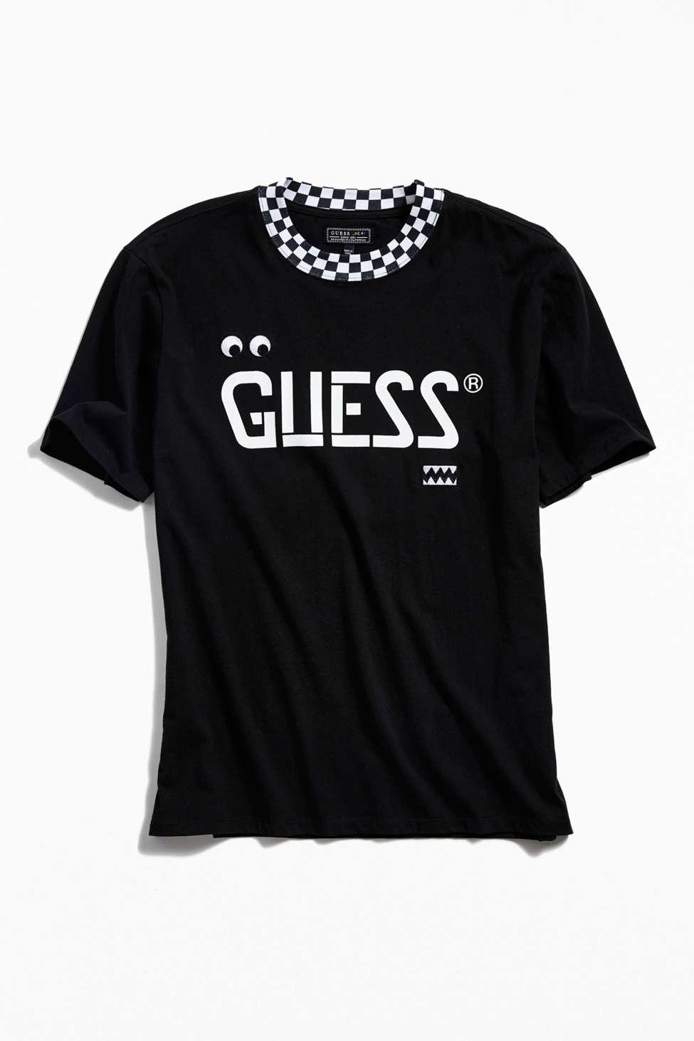 Guess Guess X J Balvin Vibras Checker Crew Neck Tee in Black for Men | Lyst