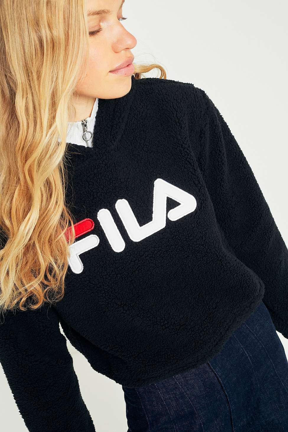 fila cropped teddy hoodie