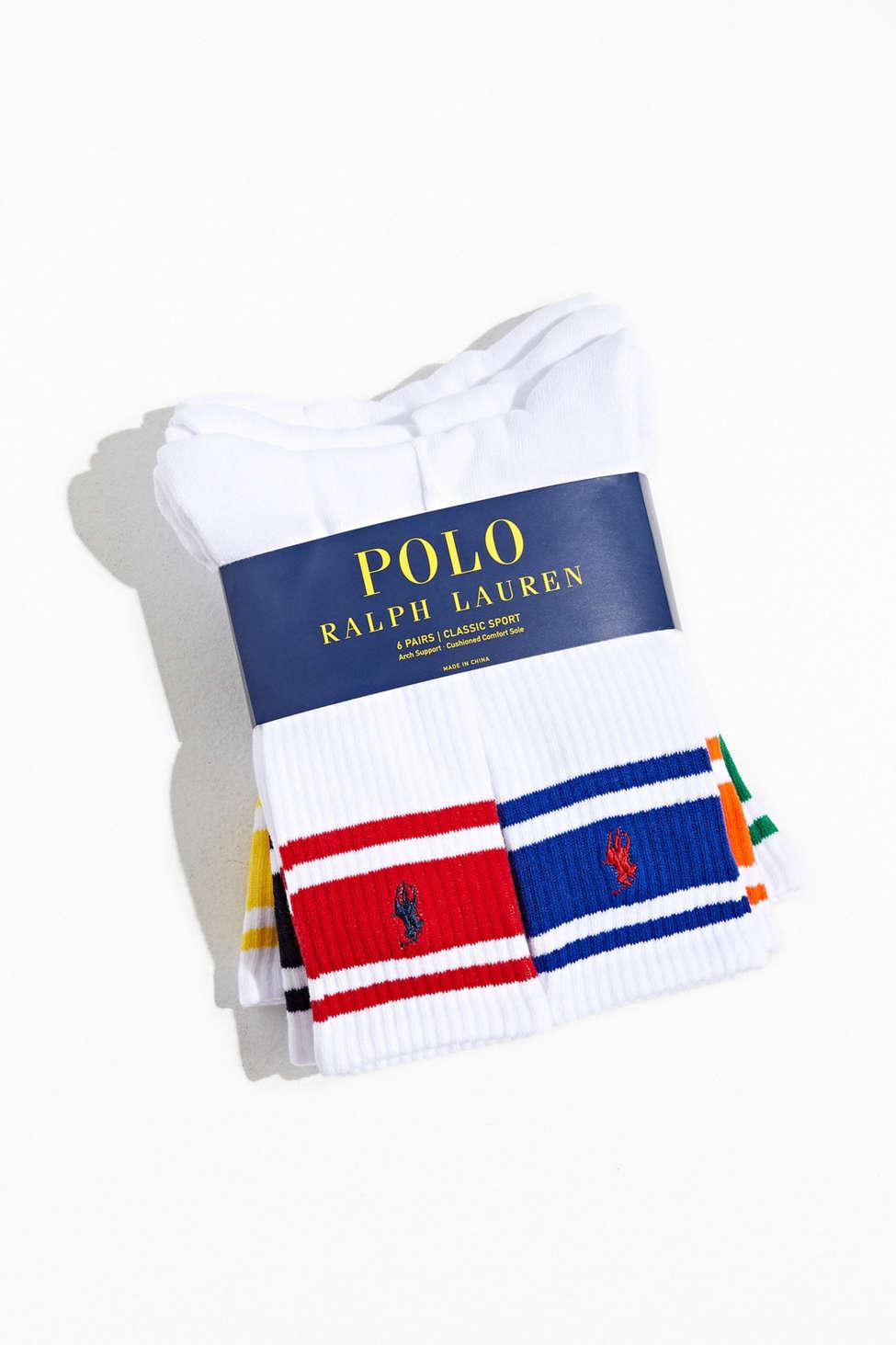 Polo Ralph Lauren Uo Exclusive Stripe Crew Sock 6-pack in Blue for Men |  Lyst