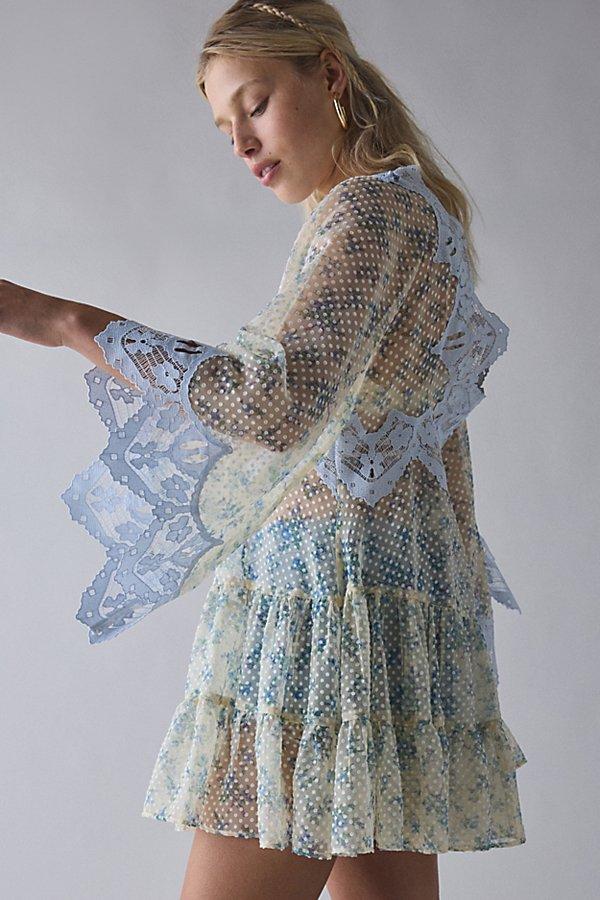 Kimchi Blue Waiting For You Sheer Long Sleeve Mini Dress in Gray | Lyst