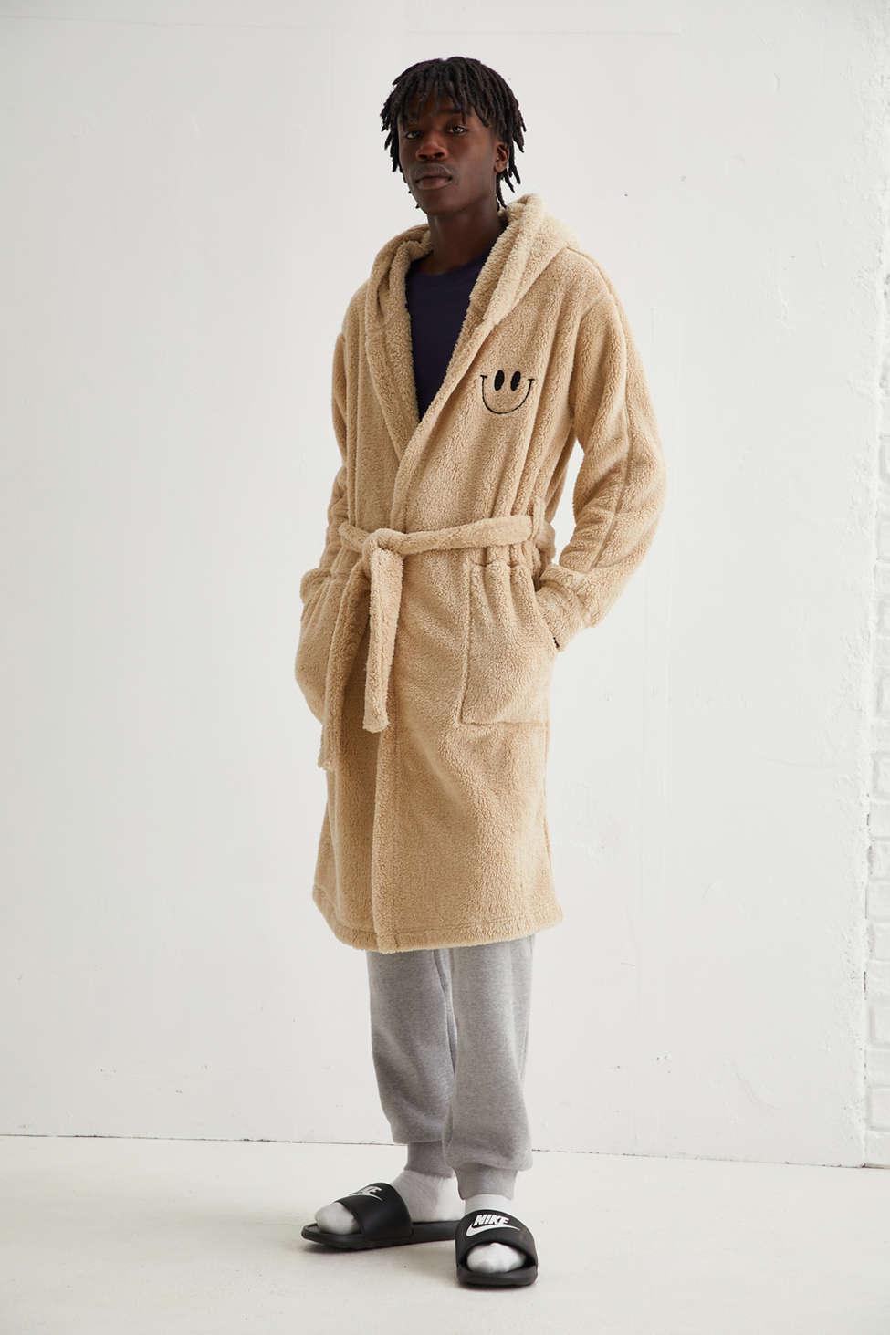 Urban Outfitters Uo Happy Face Fleece Robe for Men | Lyst