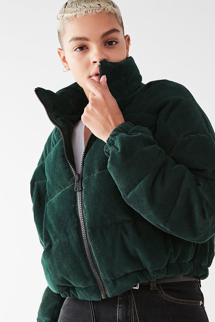 Uo Corduroy Puffer Jacket Green Urban Outfitters | Hot Sex Picture