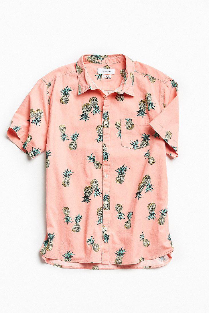 Herstellen kever Verscheidenheid Urban Outfitters Pineapple Toss Short-sleeved Button-down Shirt in Pink for  Men | Lyst