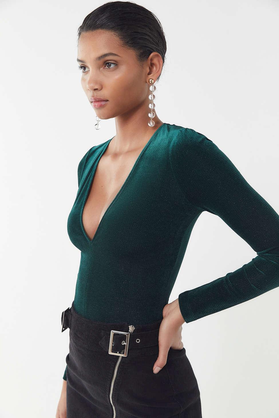Urban Outfitters Uo Bree Velvet V-neck 