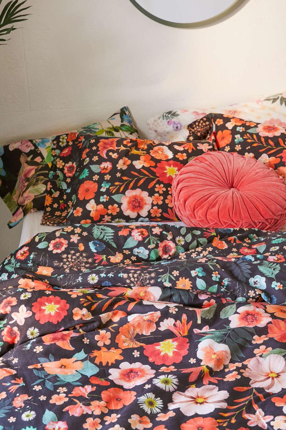 Urban Outfitters Cotton Olivia Floral Duvet Cover In Black For Men