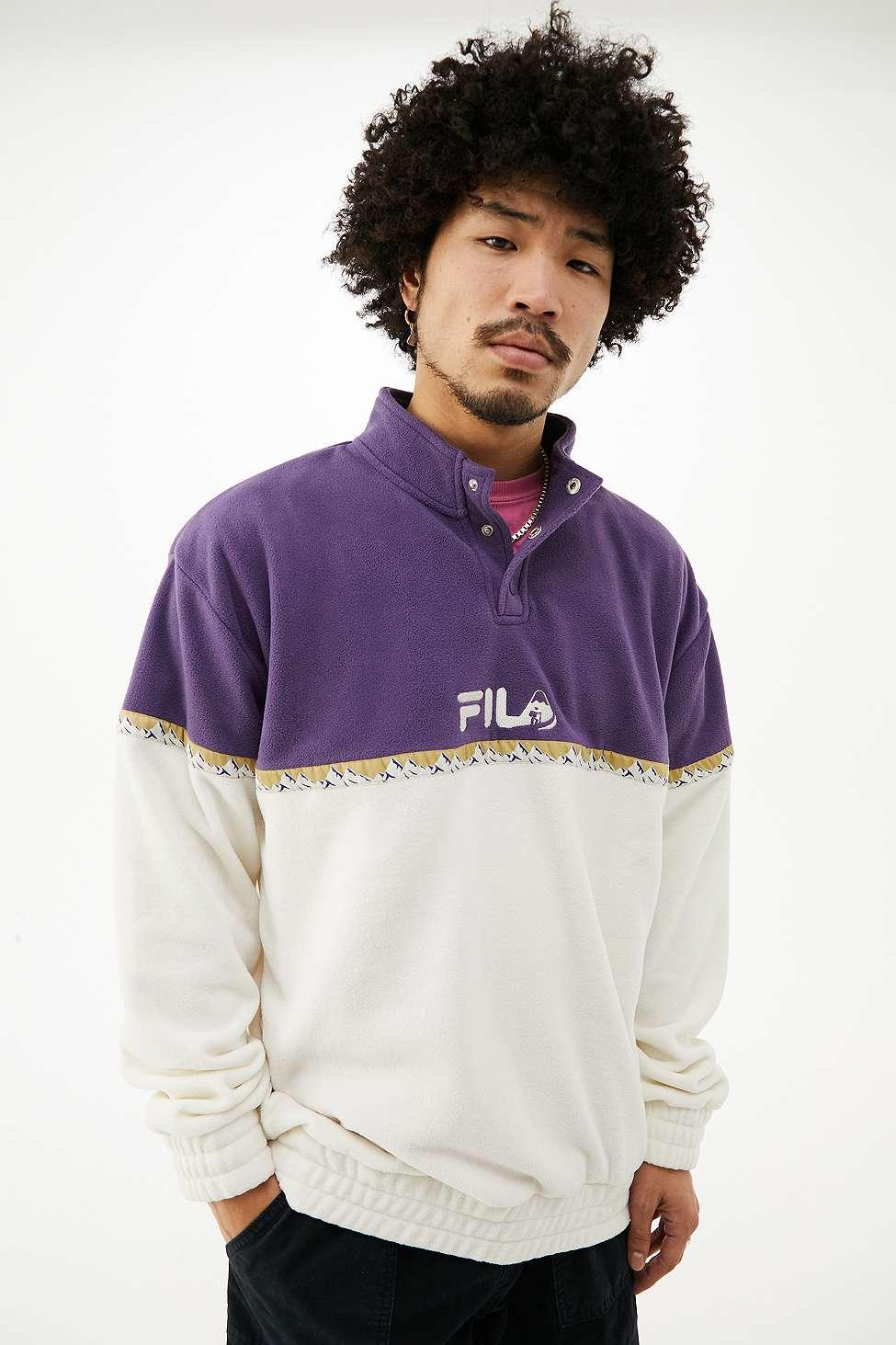 repetitie wit antwoord Fila Uo Exclusive Purple & Ecru Mock Neck Turner Fleece Sweater for Men |  Lyst UK