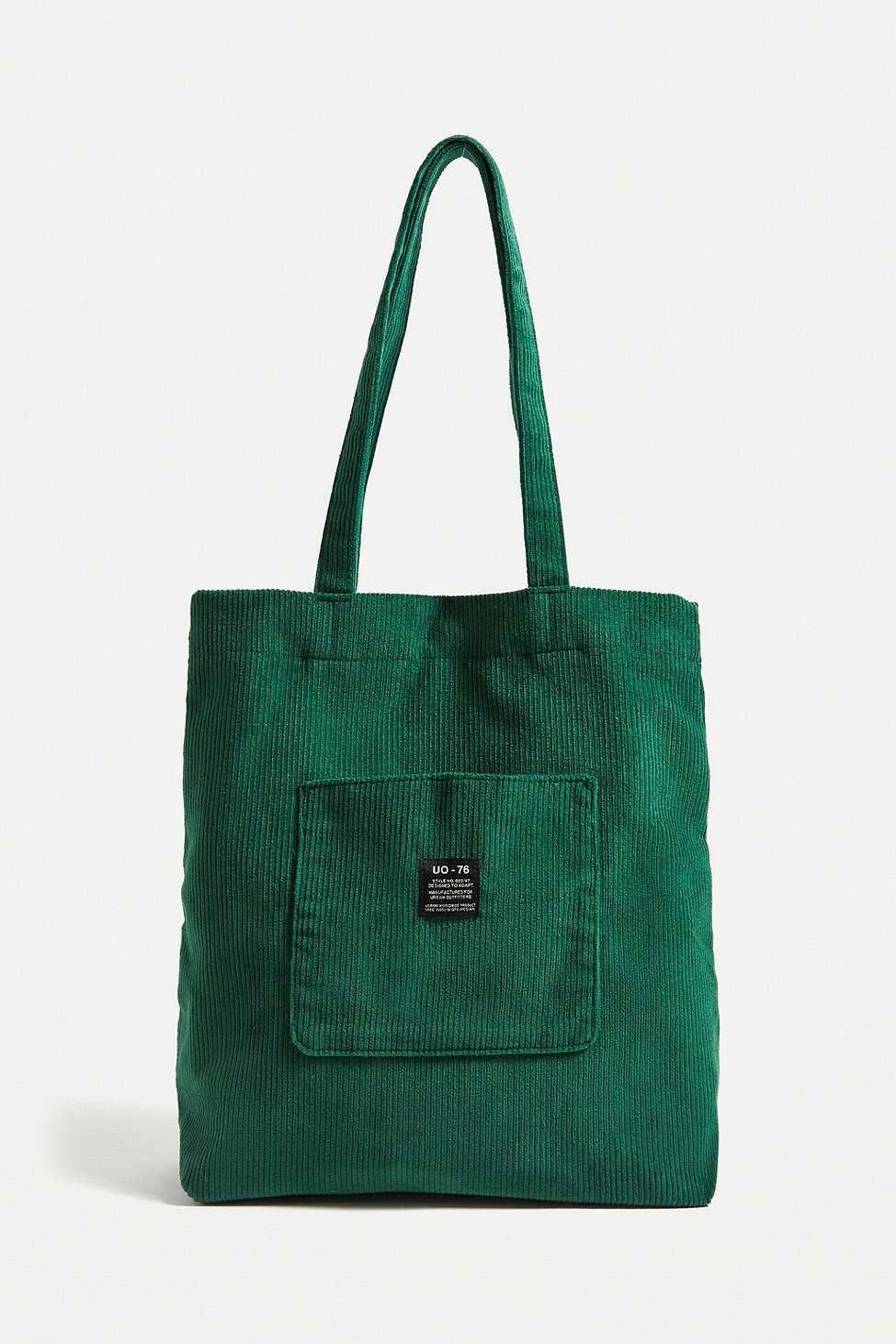 Green corduroy tote bag hotsell
